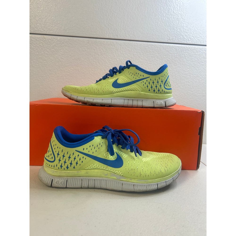Nike Free 4.0 V2 Running Shoes Neon Green Blue Women Size 8 #2981